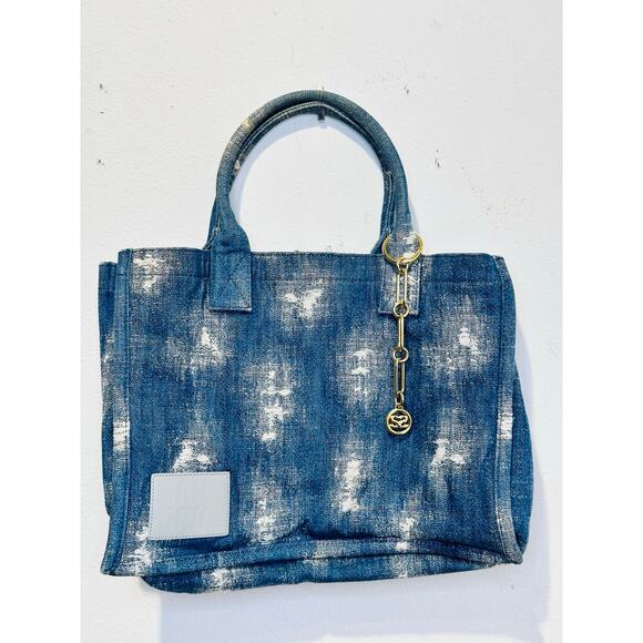 SANDRO Denim Tie-Dyed Kasbah Magnetic Button Closure Open Pocket Grunge Bag - Picture 3 of 13